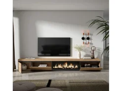 Móvel de TV, 317x35x45cm, Lareira eléctrica XXL, Carvalho^Skraut Home Sale