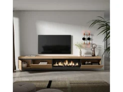 Móvel de TV, 317x35x45cm, Lareira eléctrica XXL, Suspensos, Carvalho^Skraut Home Hot