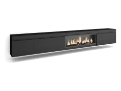 Skraut Home Móvel De Tv*Móvel de TV, 317x35x45cm, Lareira eléctrica XXL, Suspensos, Preto