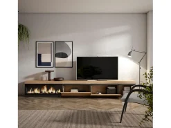 Móvel de TV, 317x35x45cm, Lareira eléctrica XXL, Carvalho*Skraut Home Discount