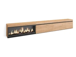 Móvel de TV, 317x35x45cm, Lareira eléctrica XXL, Carvalho*Skraut Home Discount