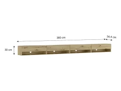 New Móvel de TV, 360x34x30cm, LED, Estante para TV, Carvalho Móvel De Tv