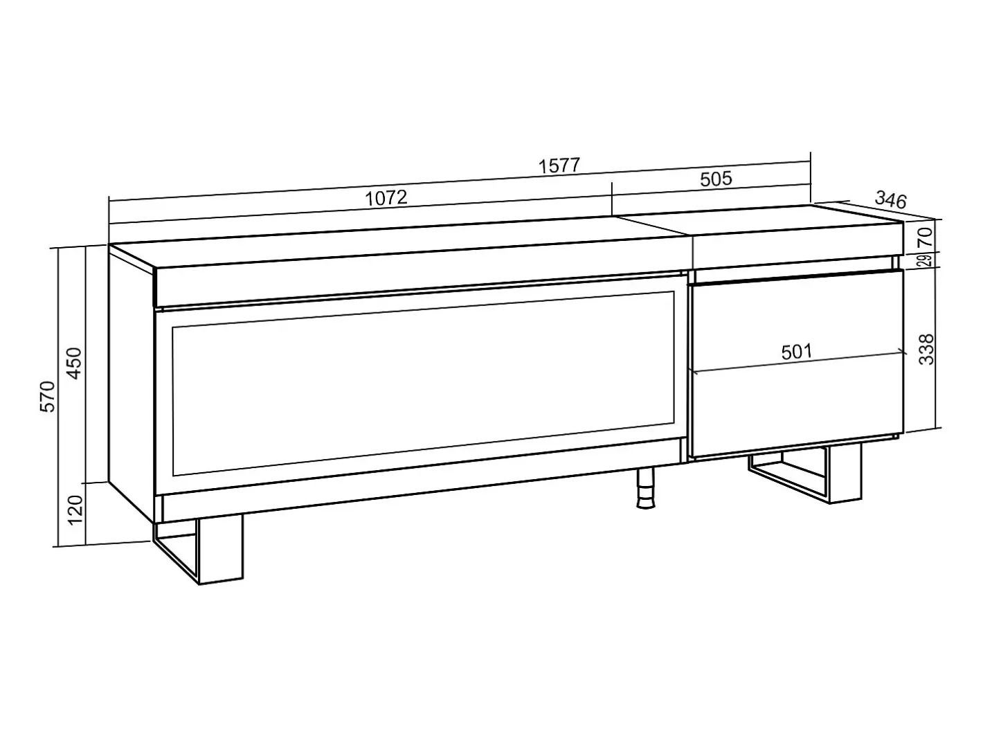 Móvel de TV, 158x35x57cm, Para televisores até 65", Lareira eléctrica XXL, Design industrial,^Skraut Home Online