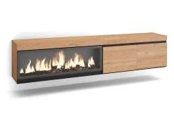 Móvel de TV, 208x35x45cm, Para televisores até 80", Lareira eléctrica XXL, Suspensos, Carvahlo^Skraut Home