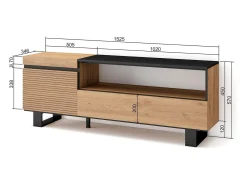 Móvel de TV, 150x35x57cm, Para televisores até 65", Design industrial, Carvahlo Móvel De Tv
