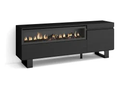 Móvel de TV, 150x35x57cm, Para televisores até 65", Lareira eléctrica, Design industrial,^Skraut Home Clearance