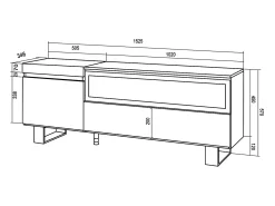 Móvel de TV, 150x35x57cm, Para televisores até 65", Lareira eléctrica, Design industrial, e preto*Skraut Home Discount