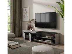 Móvel de TV, 200x35x45cm, Para televisores até 80", Estante para TV, Cimento^Skraut Home Clearance