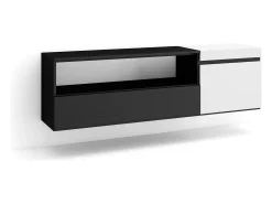 Móvel de TV, 150x35x45cm, Para televisores até 65", Suspensos, e preto^Skraut Home Sale