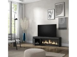 Móvel de TV, 158x35x45cm, Para televisores até 65", Lareira eléctrica XXL,*Skraut Home Clearance
