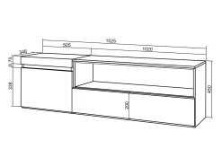 Móvel de TV, 150x35x45cm, Para televisores até 65", Suspensos, Carvahlo*Skraut Home New