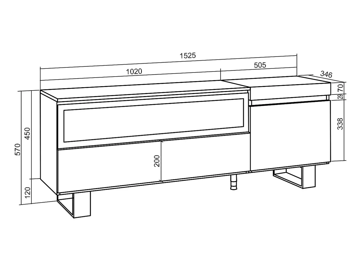 Móvel de TV, 150x35x57cm, Para televisores até 65", Lareira eléctrica, Design industrial, Carvahlo*Skraut Home Best