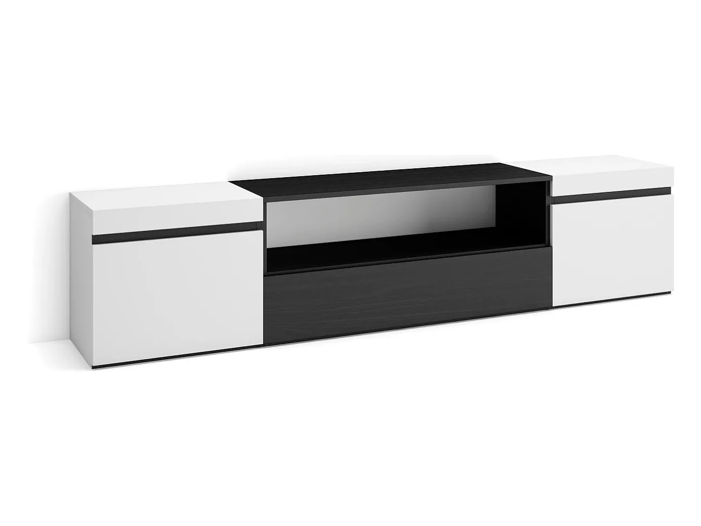 Skraut Home Móvel De Tv*Móvel de TV, 200x45x35cm, Para televisores até 80", Estante para TV, e preto Branco