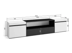 Skraut Home Móvel De Tv*Móvel de TV, 200x45x35cm, Para televisores até 80", Estante para TV, e preto Branco