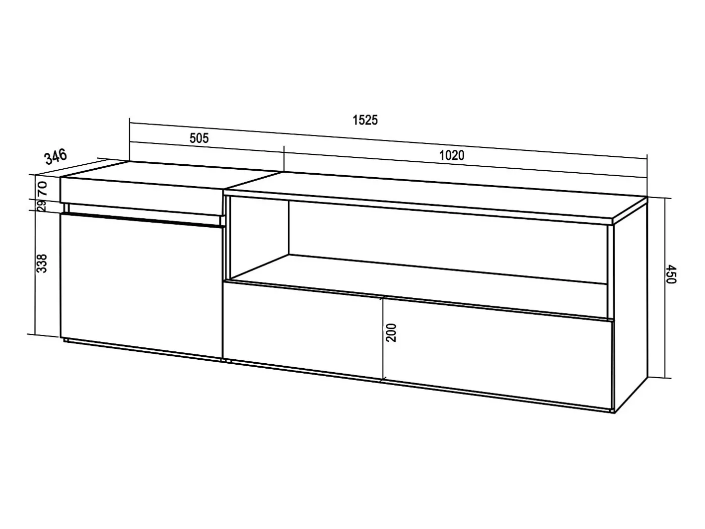 Móvel de TV, 150x35x45cm, Para televisores até 65", Estante para TV, e preto^Skraut Home New