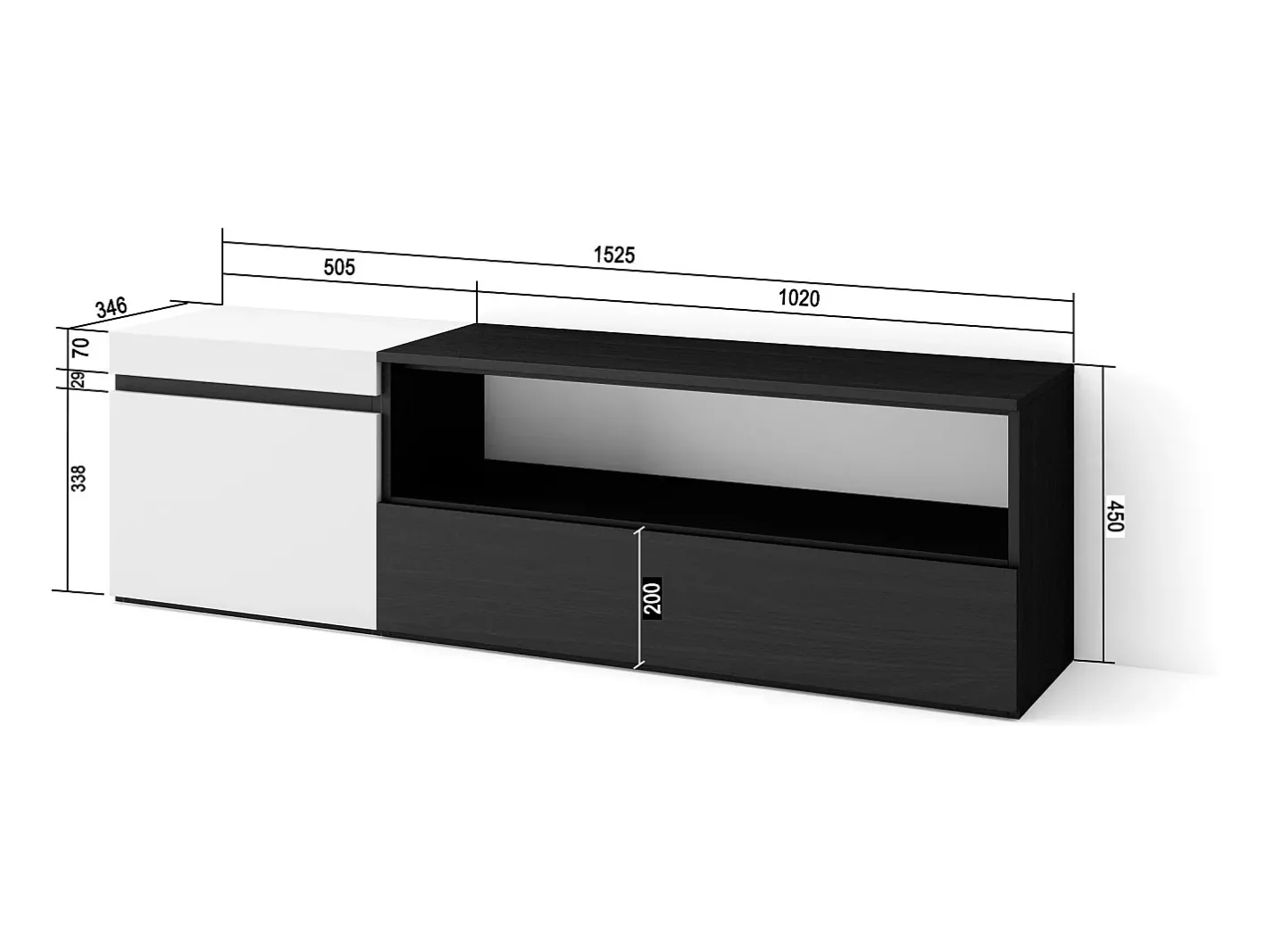 Móvel de TV, 150x35x45cm, Para televisores até 65", Estante para TV, e preto^Skraut Home New