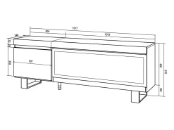 Sale Móvel de TV, 158x35x57cm, Para televisores até 65", Lareira eléctrica XXL, Design industrial, Cimento Móvel De Tv
