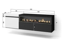 Móvel de TV, 150x35x45cm, Para televisores até 65", Lareira eléctrica, Suspensos, e preto^Skraut Home Outlet
