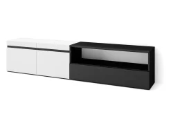 Móvel de TV, 200x35x45cm, Para televisores até 80", Estante para TV, e preto*Skraut Home Outlet