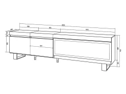 Skraut Home Móvel De Tv*Móvel de TV, 208x35x57cm, Para televisores até 80