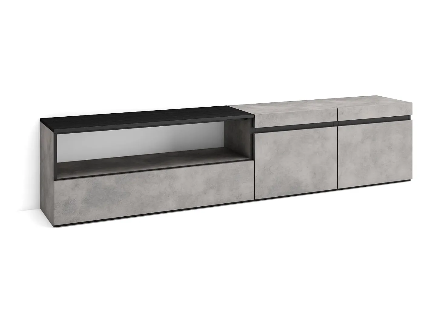 Móvel de TV, 200x35x45cm, Para televisores até 80", Estante para TV, Cimento*Skraut Home