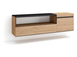 Móvel de TV, 150x35x45cm, Para televisores até 65", Suspensos, Carvahlo e preto*Skraut Home Outlet