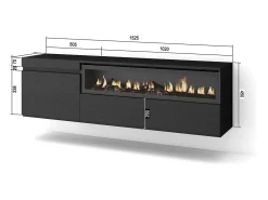 Móvel de TV, 150x35x45cm, Para televisores até 65", Lareira eléctrica, Suspensos,*Skraut Home Hot