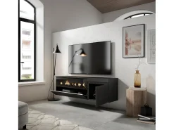 Clearance Móvel de TV, 150x35x45cm, Para televisores até 65", Lareira eléctrica, Suspensos, Móvel De Tv