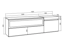 Clearance Móvel de TV, 150x35x45cm, Para televisores até 65", Lareira eléctrica, Suspensos, Móvel De Tv
