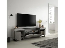 Móvel de TV, 200x35x57cm, Para televisores até 80", Design industrial, Cimento*Skraut Home Outlet