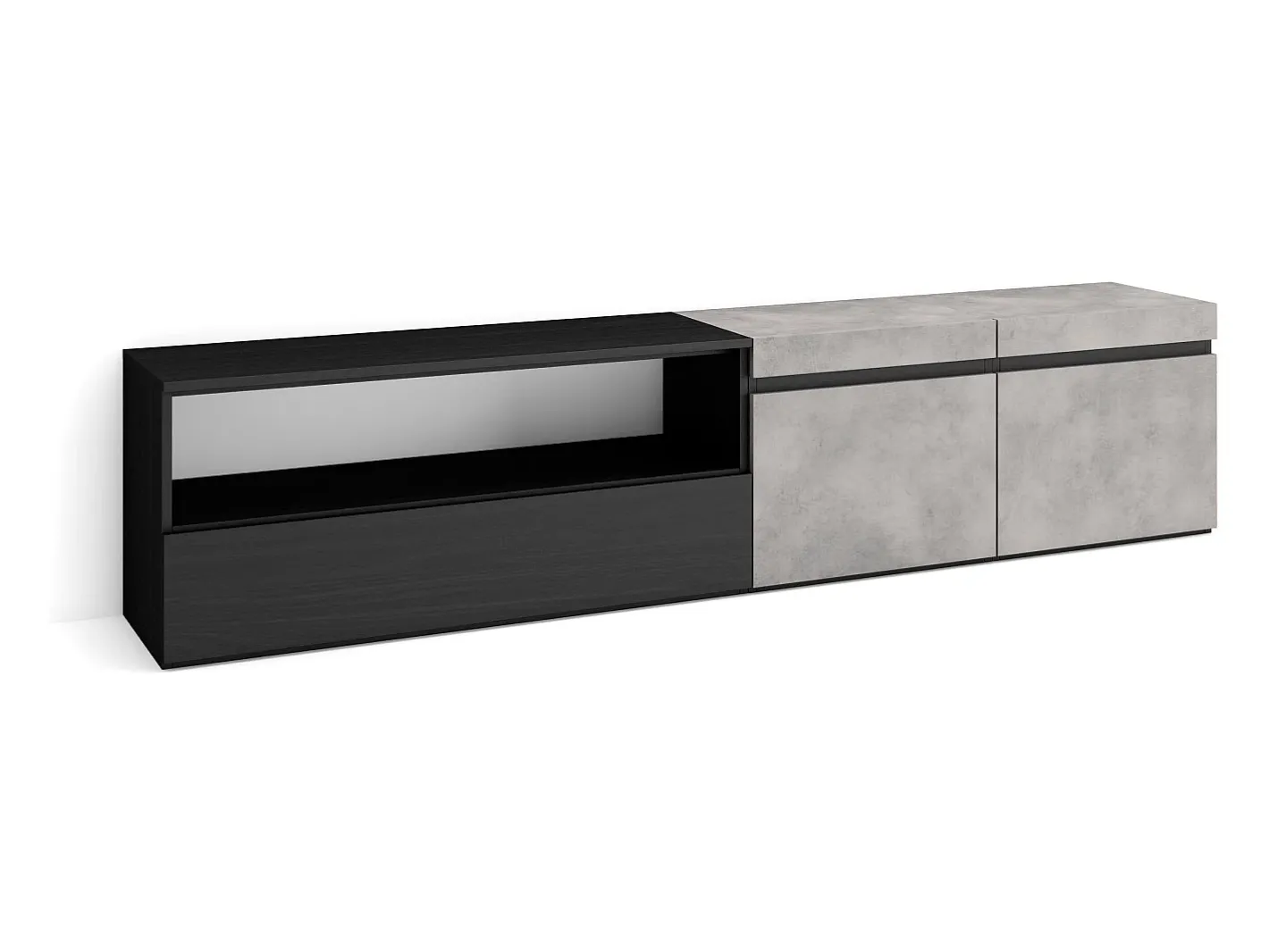 Móvel de TV, 200x35x45cm, Para televisores até 80", Estante para TV, Cimento^Skraut Home Best