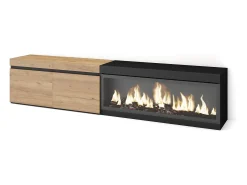Móvel de TV, 208x35x45cm, Para televisores até 80", Lareira eléctrica XXL, Carvahlo e preto*Skraut Home Online