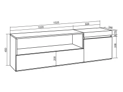 Móvel de TV, 150x35x45cm, Para televisores até 65", Estante para TV, e preto*Skraut Home Discount