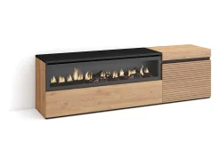 Móvel de TV, 150x35x45cm, Para televisores até 65", Lareira eléctrica, Carvahlo*Skraut Home Sale
