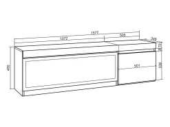 Móvel de TV, 158x35x45cm, Para televisores até 65", Lareira eléctrica XXL, Suspensos, Carvahlo^Skraut Home Discount