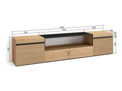 Skraut Home Móvel De Tv*Móvel de TV, 200x35x45cm, Para televisores até 80", Estante para TV, Carvahlo Natural claro