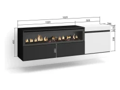 Best Móvel de TV, 150x35x45cm, Para televisores até 65", Lareira eléctrica, Suspensos, e preto Móvel De Tv