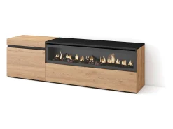Móvel de TV, 150x35x45cm, Para televisores até 65", Lareira eléctrica, Carvahlo e preto^Skraut Home Clearance