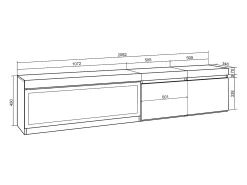 Skraut Home Móvel De Tv*Móvel de TV, 208x35x45cm, Para televisores até 80", Lareira eléctrica XXL, Suspensos, Preto