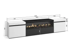 Móvel de TV, 200x45x35cm, Para televisores até 80", Lareira eléctrica, e preto*Skraut Home Online