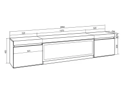 Online Móvel de TV, 208x35x45cm, Para televisores até 80", Lareira eléctrica XXL, Móvel De Tv