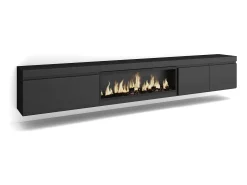 Móvel de TV, 288x35x45cm, TV de grande formato, Lareira eléctrica XXL, Suspensos,*Skraut Home Outlet