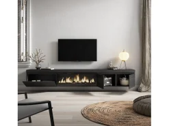 Móvel de TV, 288x35x45cm, TV de grande formato, Lareira eléctrica XXL, Suspensos,*Skraut Home Outlet