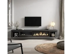Sale Móvel de TV, 288x35x45cm, TV de grande formato, Lareira eléctrica XXL, Suspensos, Móvel De Tv