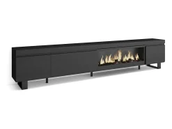 Móvel de TV, 288x35x57cm, TV de grande formato, Lareira eléctrica XXL, Design industrial,*Skraut Home Sale