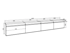 Móvel de TV, 320x35x45cm, TV de grande formato, Suspensos, Cimento^Skraut Home Sale