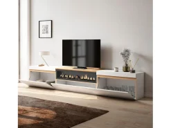 Móvel de TV, 260x35x45cm, TV de grande formato, Lareira eléctrica, e Carvalho soft*Skraut Home New