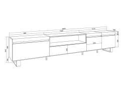 Móvel de TV, 288x35x57cm, TV de grande formato, Design industrial, e Carvalho soft*Skraut Home Clearance