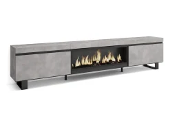 Móvel de TV, 267x35x57cm, TV de grande formato, Lareira eléctrica XXL, Design industrial, Cimento*Skraut Home Online