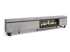 Móvel de TV, 288x35x57cm, TV de grande formato, Lareira eléctrica XXL, Design industrial, Cimento^Skraut Home Outlet